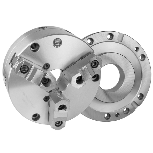 Chuck Kit for Haas 200 & 210 Series Rotary Tables, 3-Jaw, Adjustable, Cast Iron Body, WITH Centering Device, 8